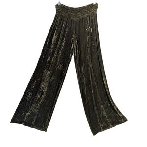 Free People | Vintage Crushed Velvet Olive Wide Leg Pants